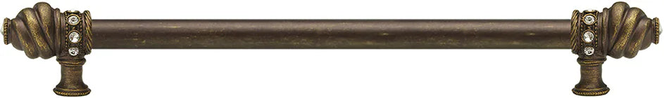 Caché 22'' cc with 5/8'' smooth center long pull with 16 rivoli Swarovski Clear Crystals in Antique Brass. 5674-3C
