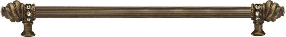 Caché 22'' cc with 5/8'' reeded center long pull with 16 rivoli Swarovski Clear Crystals in Antique Brass. 5674R-3C