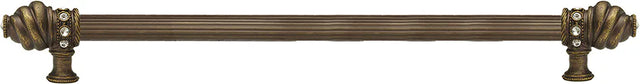 Caché 22'' cc with 5/8'' reeded center long pull with 16 rivoli Swarovski Clear Crystals in Antique Brass. 5674R-3C