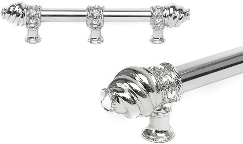 Caché 6'' cc with 5/8'' smooth center long pull & center brace with 16 rivoli Swarovski Clear Crystals in Platinum 5675-24C