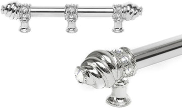Caché 6'' cc with 5/8'' smooth center long pull & center brace with 16 rivoli Swarovski Clear Crystals in Platinum 5675-24C
