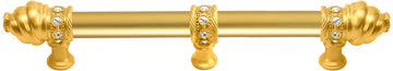 Caché 6'' cc with 5/8'' smooth center long pull & center brace with 16 rivoli Swarovski Clear Crystals in Gilded Mercury. 5675-8C