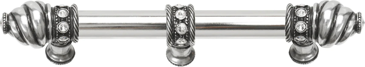 Caché 6'' cc with 5/8'' smooth center long pull & center brace with 16 rivoli Swarovski Clear Crystals in Chalice. 5675-9C