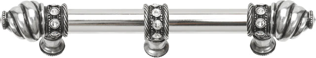 Caché 6'' cc with 5/8'' smooth center long pull & center brace with 16 rivoli Swarovski Clear Crystals in Chalice. 5675-9C