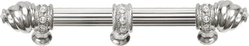 Caché 6'' cc with 5/8'' reeded center long pull & center brace with 16 rivoli Swarovski Clear Crystals in Platinum 5675R-24C