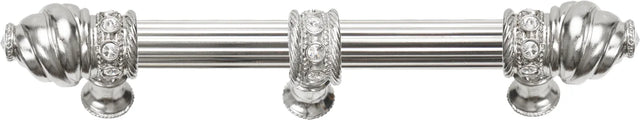 Caché 6'' cc with 5/8'' reeded center long pull & center brace with 16 rivoli Swarovski Clear Crystals in Platinum 5675R-24C