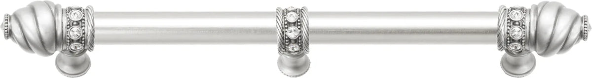 Caché 9'' cc with 5/8'' smooth center long pull & center brace with 16 rivoli Swarovski Clear Crystals in Satin 5676-11C