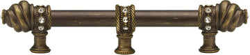 Caché 9'' cc with 5/8'' smooth center long pull & center brace with 16 rivoli Swarovski Clear Crystals in Antique Brass. 5676-3C