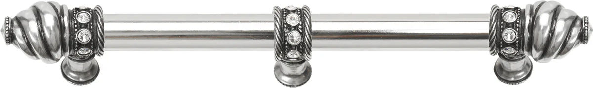 Caché 9'' cc with 5/8'' smooth center long pull & center brace with 16 rivoli Swarovski Clear Crystals in Chalice. 5676-9C