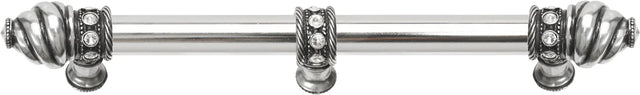 Caché 9'' cc with 5/8'' smooth center long pull & center brace with 16 rivoli Swarovski Clear Crystals in Chalice. 5676-9C
