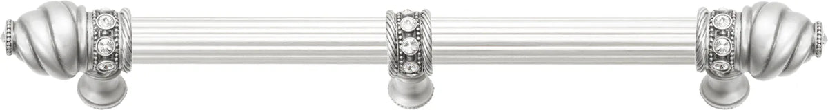 Caché 9'' cc with 5/8'' reeded center long pull & center brace with 16 rivoli Swarovski Clear Crystals in Satin 5676R-11C