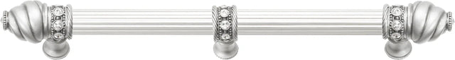 Caché 9'' cc with 5/8'' reeded center long pull & center brace with 16 rivoli Swarovski Clear Crystals in Satin 5676R-11C