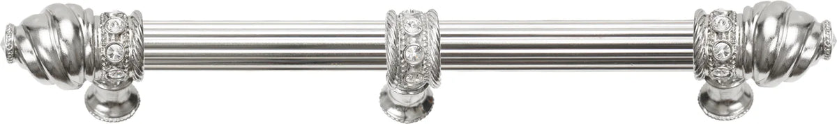Caché 9'' cc with 5/8'' reeded center long pull & center brace with 16 rivoli Swarovski Clear Crystals in Platinum 5676R-24C