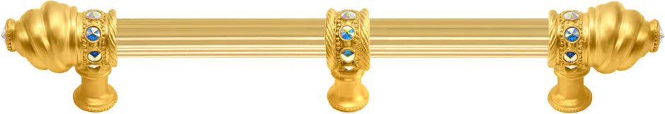 Caché 9'' cc with 5/8'' reeded center long pull with 23 rivoli Swarovski Aurore Boreale Crystals with center brace 5676R-8AB