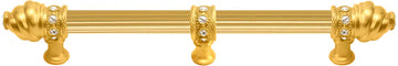 Caché 9'' cc with 5/8'' reeded center long pull & center brace with 16 rivoli Swarovski Clear Crystals in Gilded Mercury. 5676R-8C