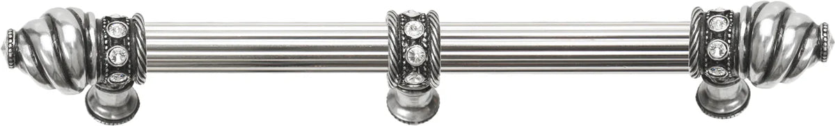 Caché 9'' cc with 5/8'' reeded center long pull & center brace with 16 rivoli Swarovski Clear Crystals in Chalice. 5676R-9C