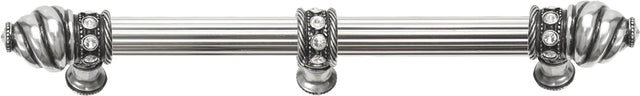 Caché 9'' cc with 5/8'' reeded center long pull & center brace with 16 rivoli Swarovski Clear Crystals in Chalice. 5676R-9C