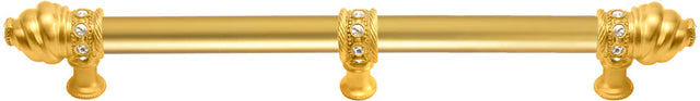 Caché 12'' cc with 5/8'' smooth center long pull & center brace with 16 rivoli Swarovski Clear Crystals in Gilded Mercury. 5677-8C