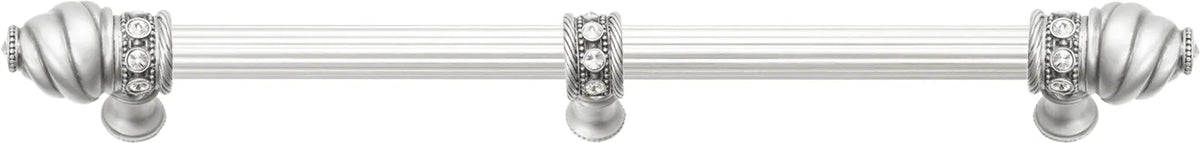 Caché 12'' cc with 5/8'' reeded center long pull & center brace with 16 rivoli Swarovski Clear Crystals in Satin 5677R-11C