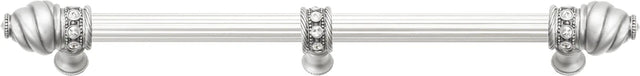 Caché 12'' cc with 5/8'' reeded center long pull & center brace with 16 rivoli Swarovski Clear Crystals in Satin 5677R-11C