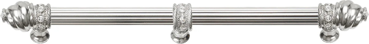Caché 12'' cc with 5/8'' reeded center long pull & center brace with 16 rivoli Swarovski Clear Crystals in Platinum 5677R-24C