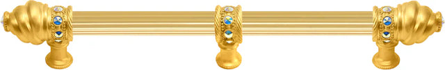 Caché 12'' cc with 5/8'' reeded center long pull with 23 rivoli Swarovski Aurore Boreale Crystals with center brace 5677R-8AB