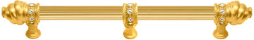 Caché 12'' cc with 5/8'' reeded center long pull & center brace with 16 rivoli Swarovski Clear Crystals in Gilded Mercury. 5677R-8C