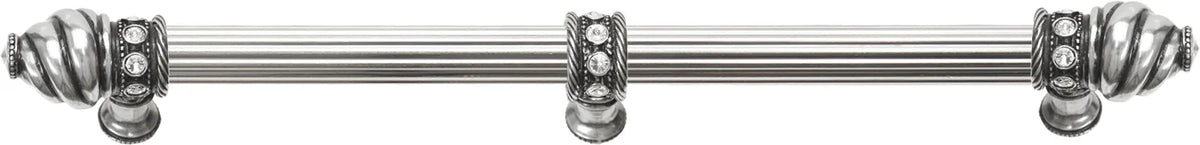 Caché 12'' cc with 5/8'' reeded center long pull & center brace with 16 rivoli Swarovski Clear Crystals in Chalice. 5677R-9C