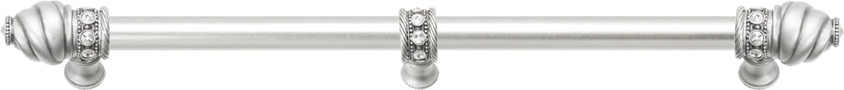 Caché 18'' cc with 5/8'' smooth center long pull & center brace with 16 rivoli Swarovski Clear Crystals in Satin 5678-11C
