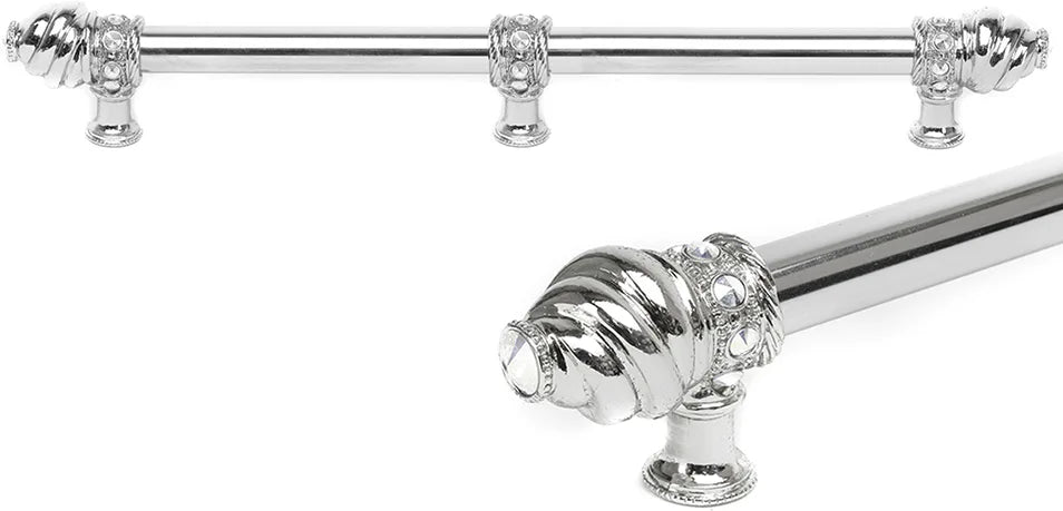 Caché 18'' cc with 5/8'' smooth center long pull & center brace with 16 rivoli Swarovski Clear Crystals in Platinum 5678-24C
