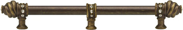 Caché 18'' cc with 5/8'' smooth center long pull & center brace with 16 rivoli Swarovski Clear Crystals in Antique Brass. 5678-3C