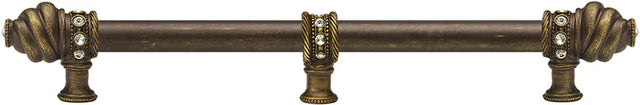 Caché 18'' cc with 5/8'' smooth center long pull & center brace with 16 rivoli Swarovski Clear Crystals in Antique Brass. 5678-3C