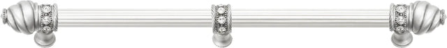 Caché 18'' cc with 5/8'' reeded center long pull & center brace with 16 rivoli Swarovski Clear Crystals in Satin 5678R-11C