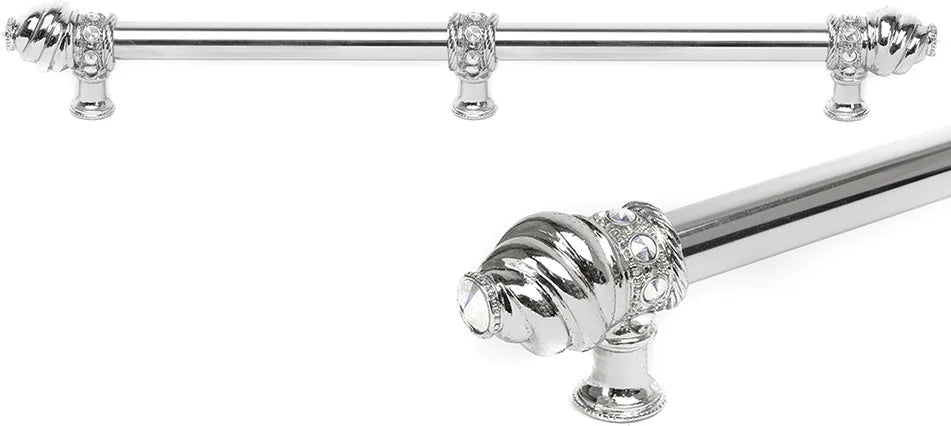 Caché 22'' cc with 5/8'' smooth center long pull & center brace with 16 rivoli Swarovski Clear Crystals in Platinum 5679-24C