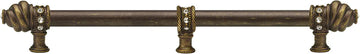 Caché 22'' cc with 5/8'' smooth center long pull & center brace with 16 rivoli Swarovski Clear Crystals in Antique Brass. 5679-3C