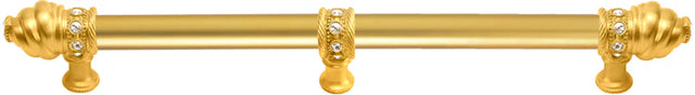 Caché 22'' cc with 5/8'' smooth center long pull & center brace with 16 rivoli Swarovski Clear Crystals in Gilded Mercury. 5679-8C