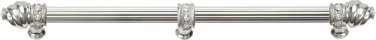 Caché 22'' cc with 5/8'' reeded center long pull & center brace with 16 rivoli Swarovski Clear Crystals in Platinum 5679R-24C