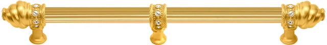 Caché 22'' cc with 5/8'' reeded center long pull & center brace with 16 rivoli Swarovski Clear Crystals in Gilded Mercury. 5679R-8C