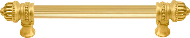 Cricket Cage 6'' cc with 5/8'' reeded center long pull large finial in Gilded Mercury. 5680R-8