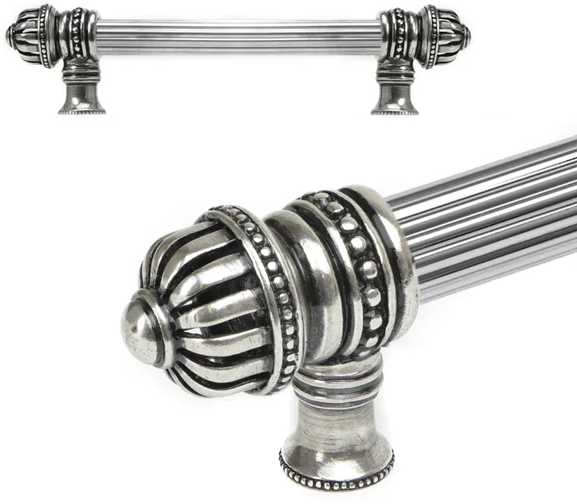 Cricket Cage 6'' cc with 5/8'' reeded center long pull large finial in Chalice. 5680R-9