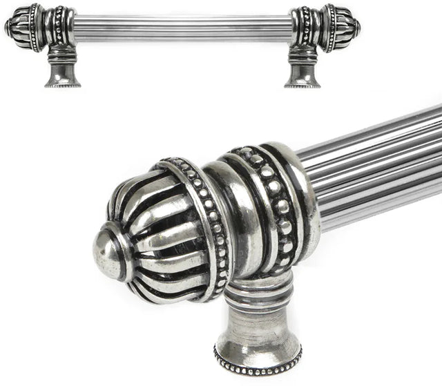 Cricket Cage 6'' cc with 5/8'' reeded center long pull large finial in Chalice. 5680R-9