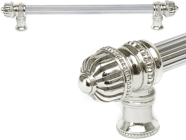 Cricket Cage 12'' cc with 5/8'' reeded center long pull large finial in Platinum. 5682R-24