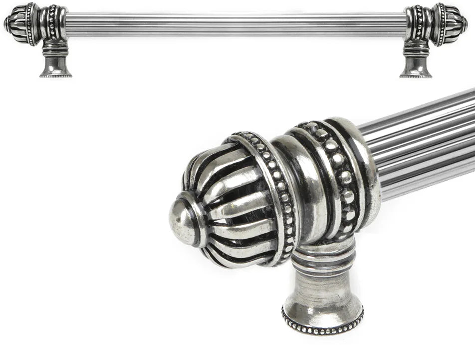 Cricket Cage 12'' cc with 5/8'' reeded center long pull large finial in Chalice. 5682R-9