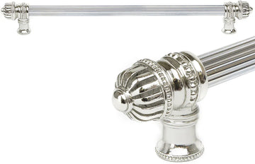 Cricket Cage 22'' cc with 5/8'' reeded center long pull large finial in Platinum. 5684R-24
