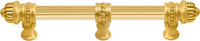 Cricket Cage 6'' cc with 5/8'' reeded center long pull & center brace large finial in Gilded Mercury. 5685R-8
