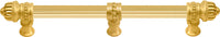 Cricket Cage 9'' cc with 5/8'' reeded center long pull & center brace large finial in Gilded Mercury. 5686R-8