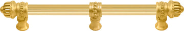 Cricket Cage 9'' cc with 5/8'' reeded center long pull & center brace large finial in Gilded Mercury. 5686R-8