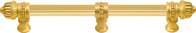 Cricket Cage 9'' cc with 5/8'' reeded center long pull & center brace large finial in Gilded Mercury. 5686R-8