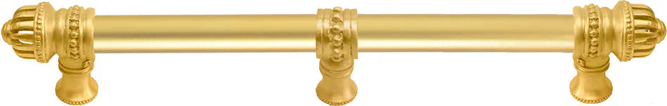 Cricket Cage 12'' cc with 5/8'' smooth center long pull & center brace large finial in Gilded Mercury. 5687-8