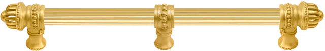Cricket Cage 12'' cc with 5/8'' reeded center long pull & center brace large finial in Gilded Mercury. 5687R-8